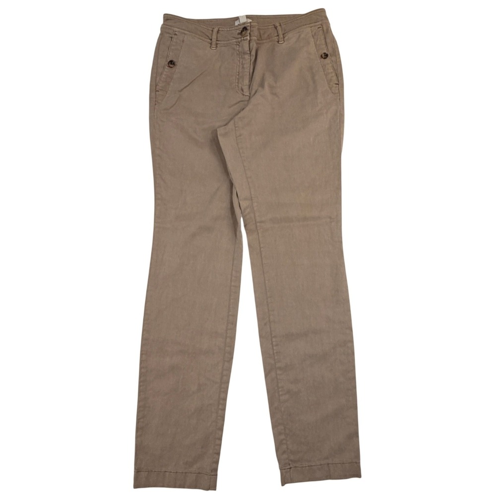 J.Jill Womens Taupe Tan Straight Leg High Rise Chino Pants Cotton Tencel Size 10
